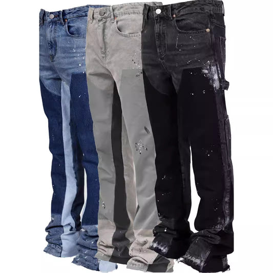 Elastic Patch Denim Pants