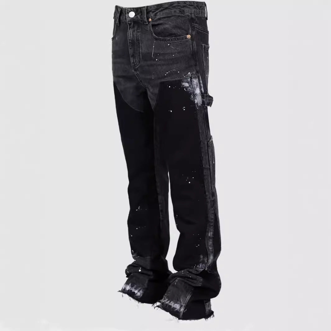Elastic Patch Denim Pants