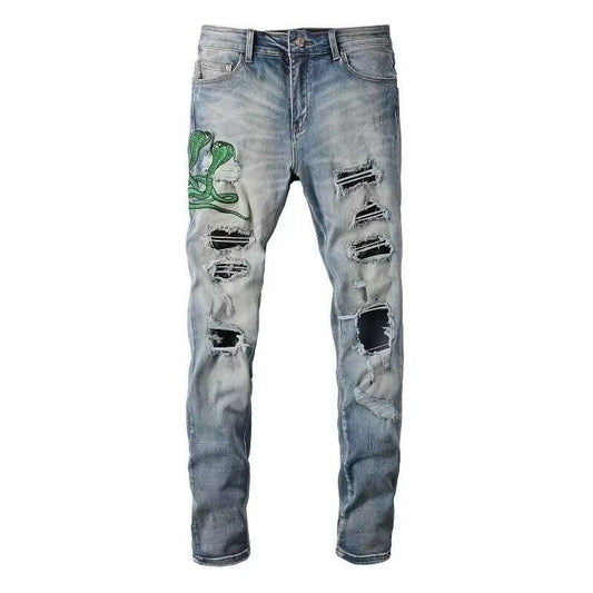 GREEN SNAKE SLIM JEANS