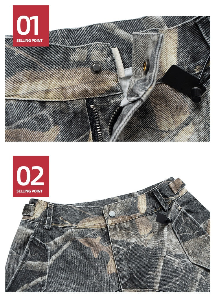 Camouflage Denim Shorts