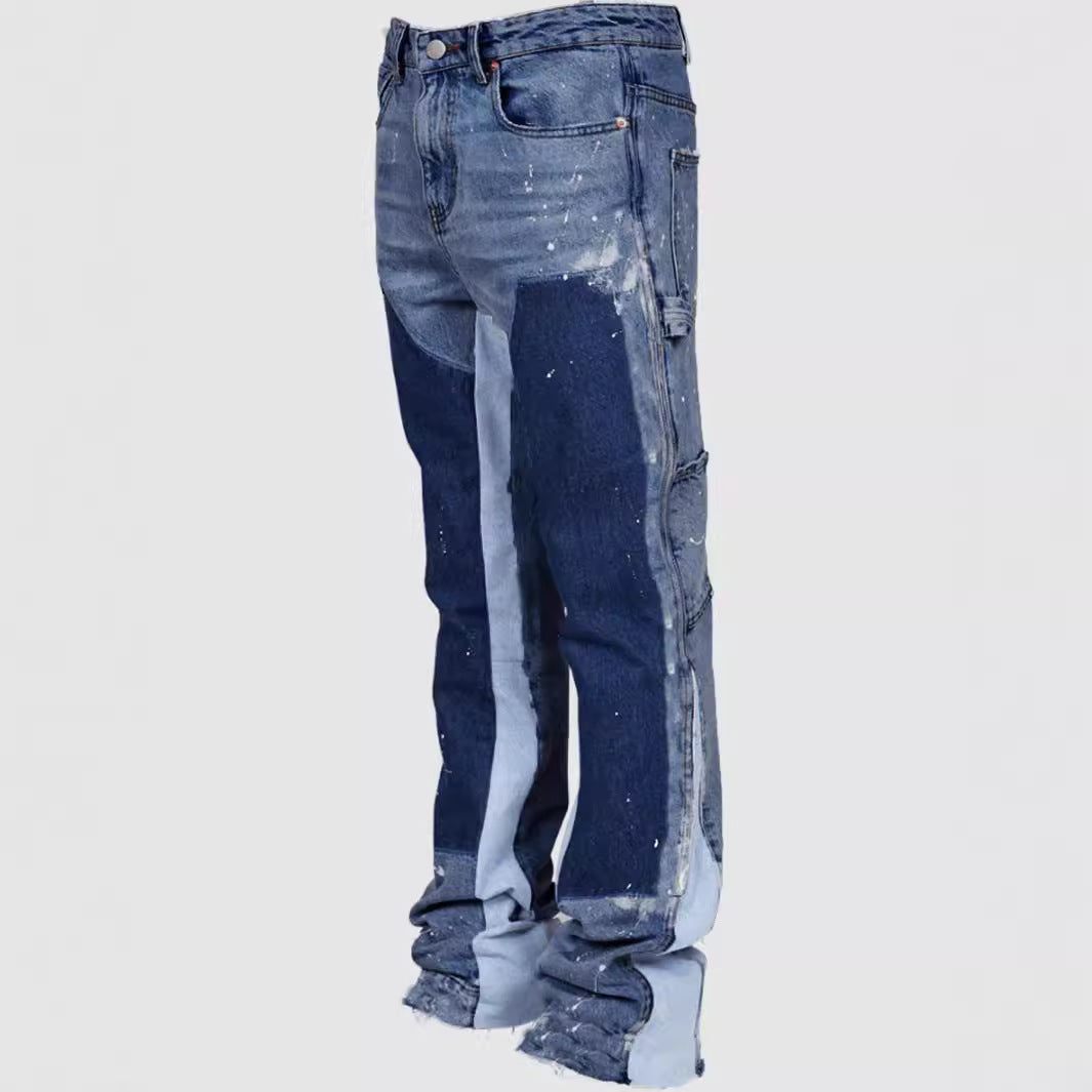 Elastic Patch Denim Pants